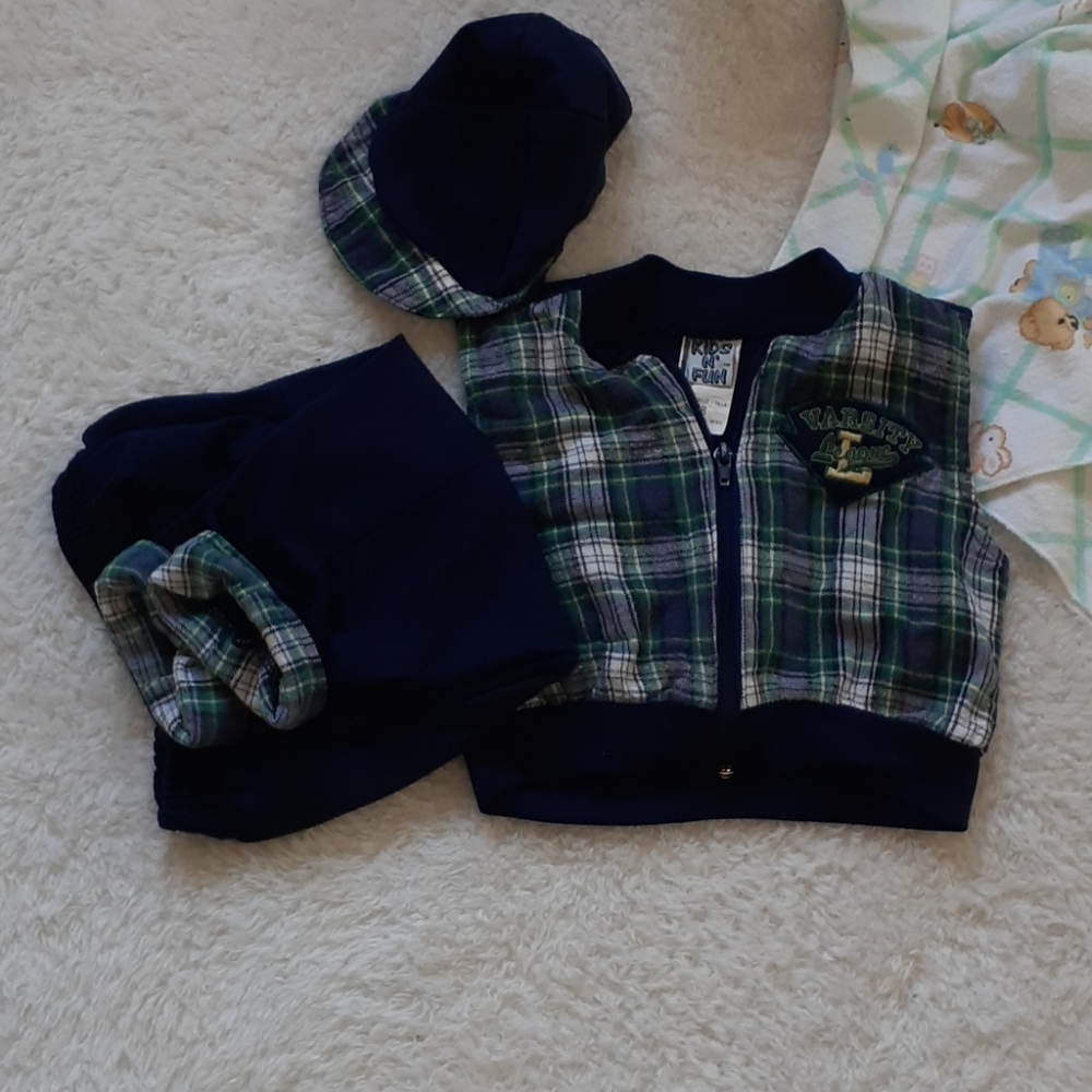 Kids N' Fun Babies Vintage Outfit Shirt Pants Hat